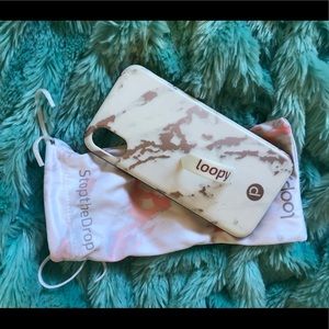 White & Rose Gold Marble Loopy Case for iPhone X